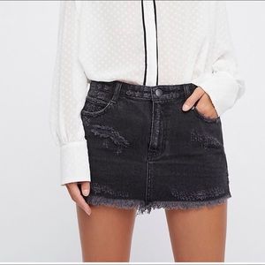 Free People black denim skirt